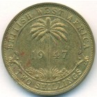 Британская Западная Африка, 2 шиллинга 1947 год KN