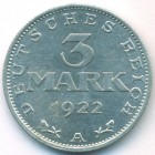 Веймарская республика, 3 марки 1922 год А