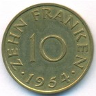 Саар, 10 франков 1954 год
