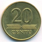 Литва, 20 центов 1999 год (UNC)