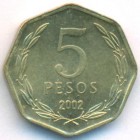 Чили, 5 песо 2002 год (AU)