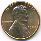 США, 1 цент 1974 год (UNC)