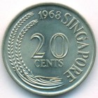 Сингапур, 20 центов 1968 год (UNC)