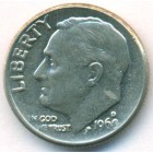 США, 10 центов 1968 год D (AU)