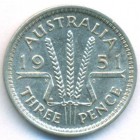 Австралия, 3 пенса 1951 год