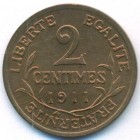 Франция, 2 сантима 1911 год (UNC)