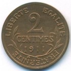 Франция, 2 сантима 1911 год (UNC)