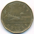 Канада, 1 доллар 1991 год (AU)