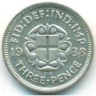 Великобритания, 3 пенса 1938 год