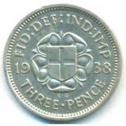 Великобритания, 3 пенса 1938 год