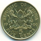 Кения, 5 центов 1990 год (UNC)