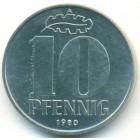 ГДР, 10 пфеннигов 1980 год (UNC)