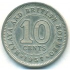 Малайя и Британское Борнео, 10 центов 1957 год H