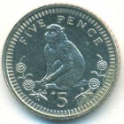 Гибралтар, 5 пенсов 1992 год (AU)