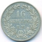 Дания, 16 скиллингов 1858 год