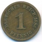 Германия, 1 пфенниг 1886 год F