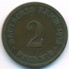 Германия, 2 пфеннига 1875 год J