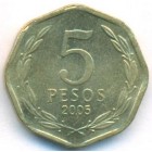 Чили, 5 песо 2005 год (UNC)