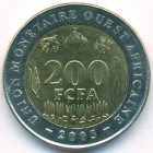 Западно-Африканские Штаты, 200 франков 2005 год