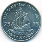 Восточные Карибские штаты, 25 центов 2007 год (UNC)