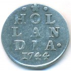 Нидерланды, провинция Голландия, 2 стювера 1744 год