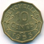 Сейшельские острова, 10 центов 1953 год (UNC)