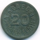 Третий Рейх, Немецкий трудовой фронт, Кельн-Аахен, 20 пфеннигов 1933-1944 годы (нотгельд)