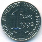 Западно-Африканские Штаты, 1 франк 1992 год (UNC)