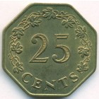 Мальта, 25 центов 1975 год (UNC)
