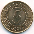 Маврикий, 5 центов 1971 год (UNC)