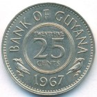 Гайана, 25 центов 1967 год (UNC)
