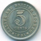 Малайя и Британское Борнео, 5 центов 1961 год (UNC)