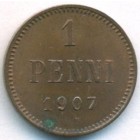 Княжество Финляндия, 1 пенни 1907 год