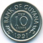 Гайана, 10 центов 1991 год (UNC)