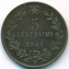 Италия, 5 чентезимо 1861 год M