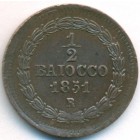 Ватикан, 1/2 байокко 1851 год R
