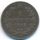 Италия, 1 чентезимо 1867 год М (AU)