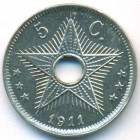 Бельгийское Конго, 5 сантимов 1911 год (UNC)