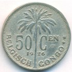 Бельгийское Конго, 50 сантимов 1926 год
