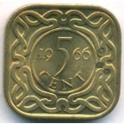 Суринам, 5 центов 1966 год (AU)