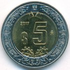 Мексика, 5 песо 2017 год (UNC)