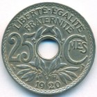 Франция, 25 сантимов 1920 год