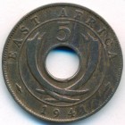 Британская Восточная Африка, 5 центов 1941 год I