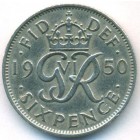 Великобритания, 6 пенсов 1950 год