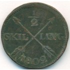 Швеция, 1/2 скиллинга 1802 год