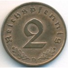 Третий рейх, 2 рейхспфеннига 1937 год D (AU)