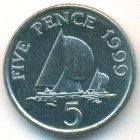 Гернси, 5 пенсов 1999 год (UNC)