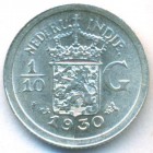 Нидерландская Восточная Индия, 1/10 гульдена 1930 год (UNC)