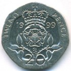 Великобритания, 20 пенсов 1999 год (AU)
