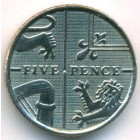 Великобритания, 5 пенсов 2008 год (UNC)